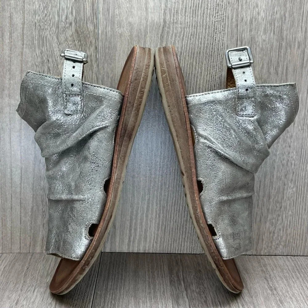 Miz Mooz Sandals Womens 36 US 5.5-6 Fallon Metallic Slingback Gladiator Silver - Picture 9 of 12